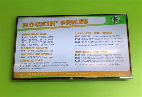 rockin jump|rockin jump menu.